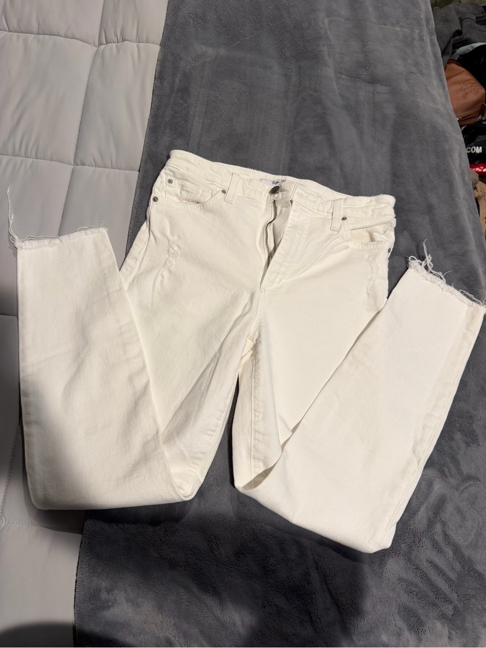 Joe's Jeans White Straight-Leg Raw Hem Jeans